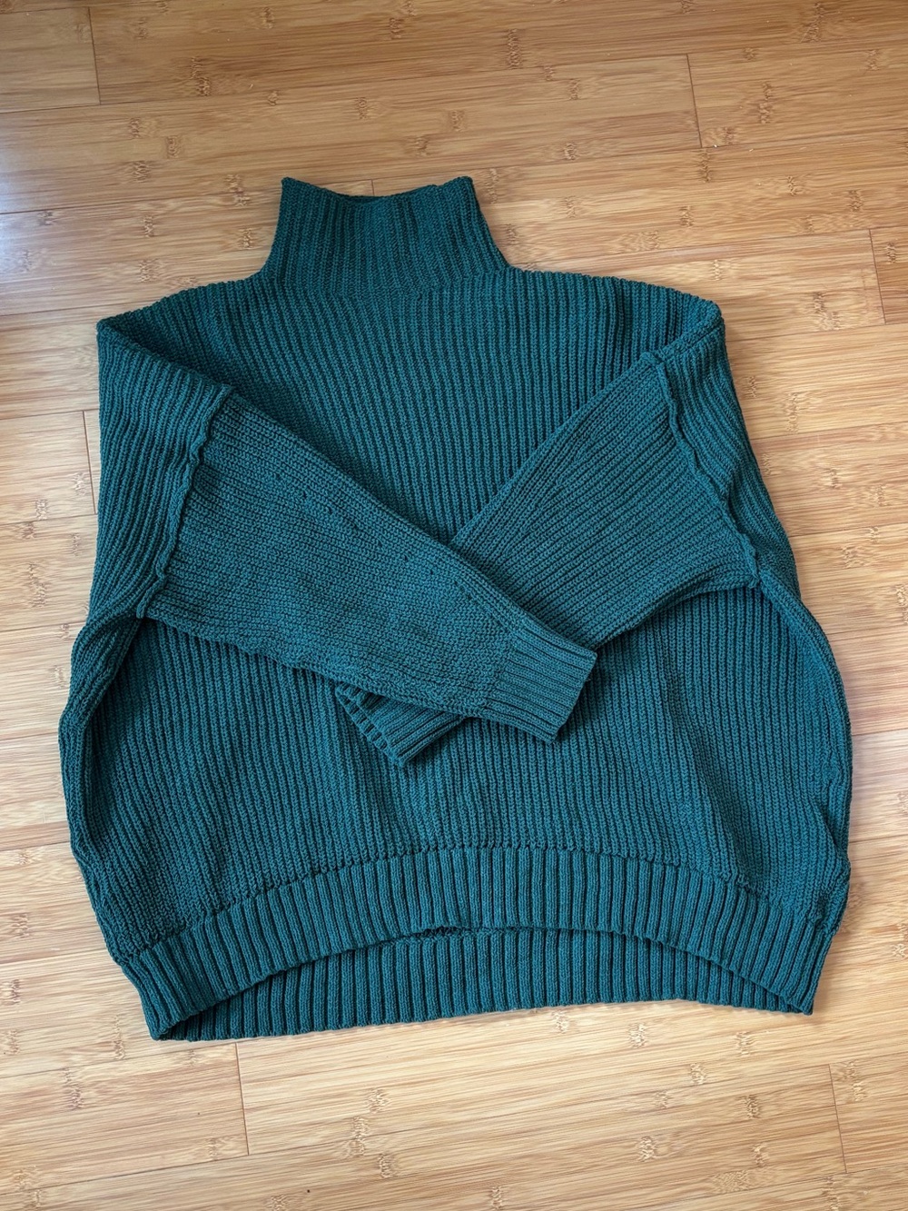 Aerie Green Turtleneck Chunky Knit Sweater size XL
